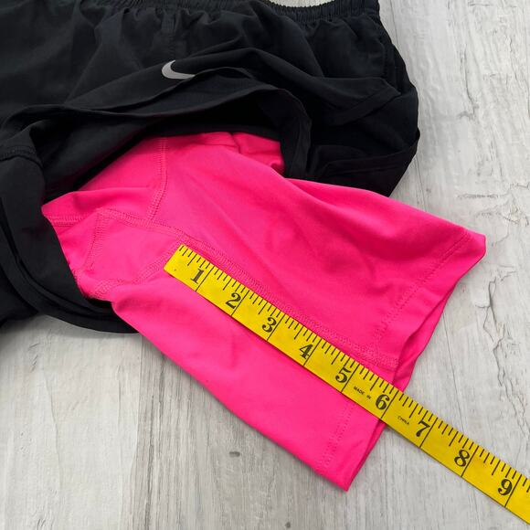 Nike Dri-Fit Black Hot Pink 2 In 1 Fitted Stretch Workout Running Gym Shorts XS - Picture 10 of 10